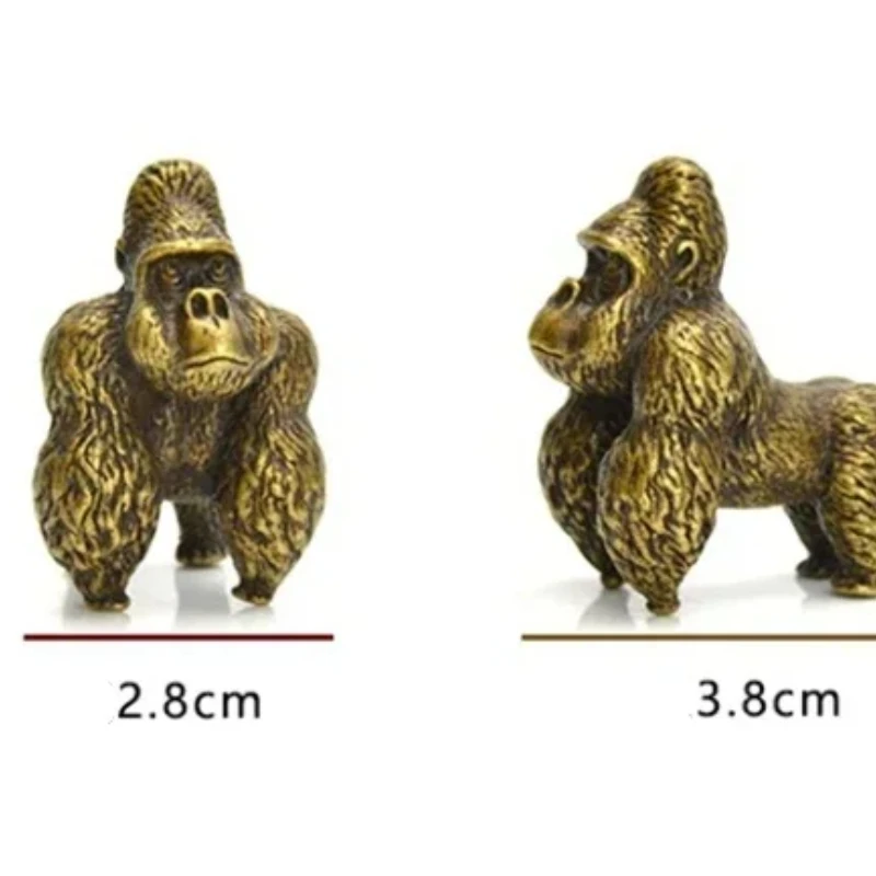 Chinese Classical Brass Gorilla Statue Antique Study Desktop Ornament Table Tea Pet Solid Pure Copper Animal Figurine Decoration