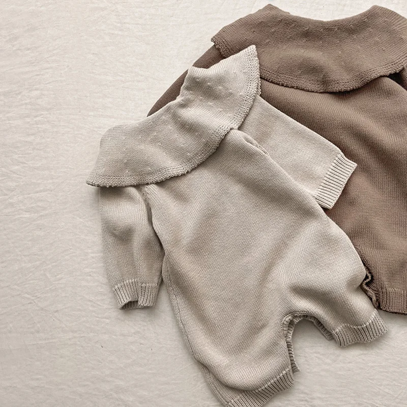 Baby Knit Rompers Jumpsuits Peter Pan Collar Newborn Clothes