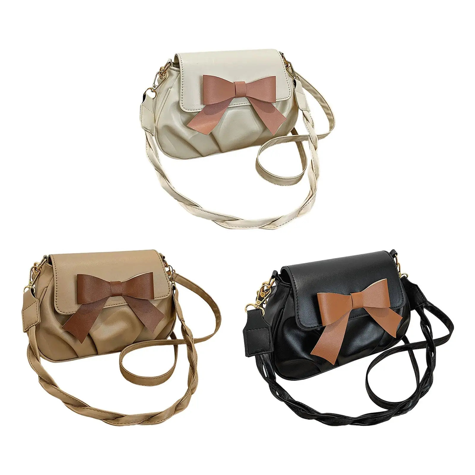 

Women Crossbody Bag Purse Stylish with Bowknot Portable Casual Underarm Bag