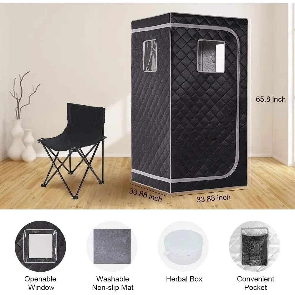 

Home Steam Sauna with Steamer, 4L 1500W Steam Generator 99 Min Timer, Remote Control, Upgraded Foldable Chair Freight free