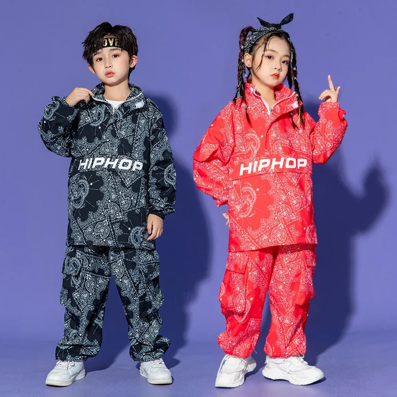 الصبي الهيب هوب بيزلي البلوز البضائع السراويل الملابس مجموعات الفتيات عالية طوق أعلى ركض الطفل الشارع الرقص الاطفال الشارع الشهير زي