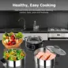Stainless Steel Food Steamer 8.5 Qt Electric Glass Lid Vegetable Steamer Double Tiered Stackable Baskets with Timer 2