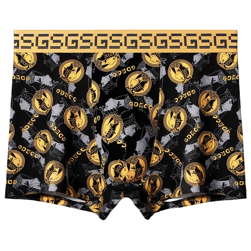 Men's Underwear Cotton Comfortable Mid-Waist Flat Angle Breathable 5A Antibacterial Boxer Briefs 4PCS Bag