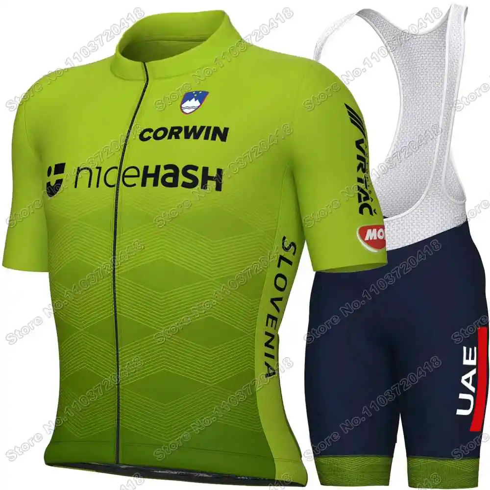 Description Picture 4 of item2024 Slovenia National Team Cycling Jersey Set Green Cycling Clothing Tadej Pogačar Summer Road Bike Shirt Bicycle Bib Shorts