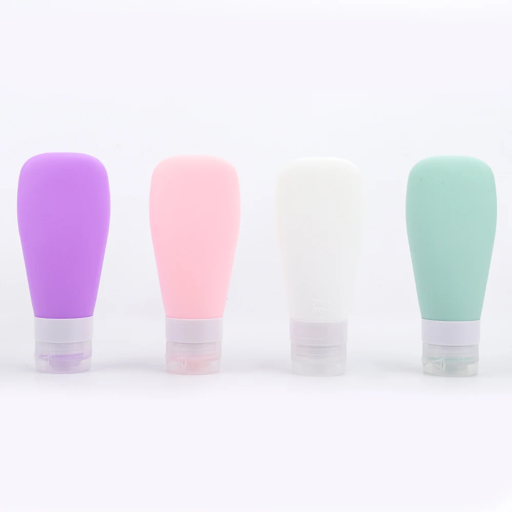 4Pcs/Set Portable Silicone Travel Bottle Liquid Container Empty Refillable Packing Lotion Points Shampoo Container Cream Trip