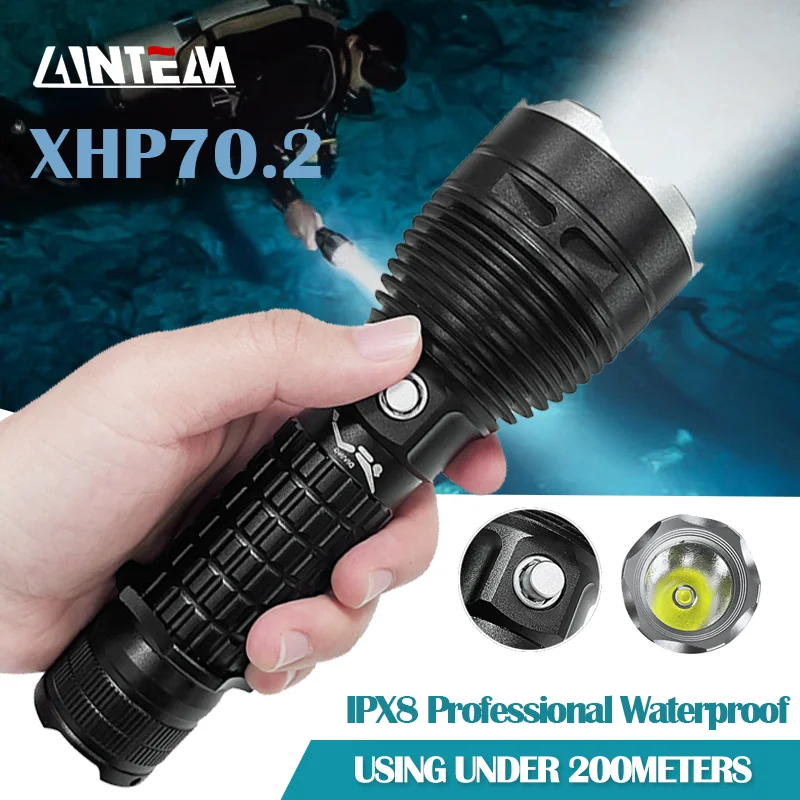 XHP70.2 Powerful 18000LM Underwater 200m LED Scuba Diving Flashlight