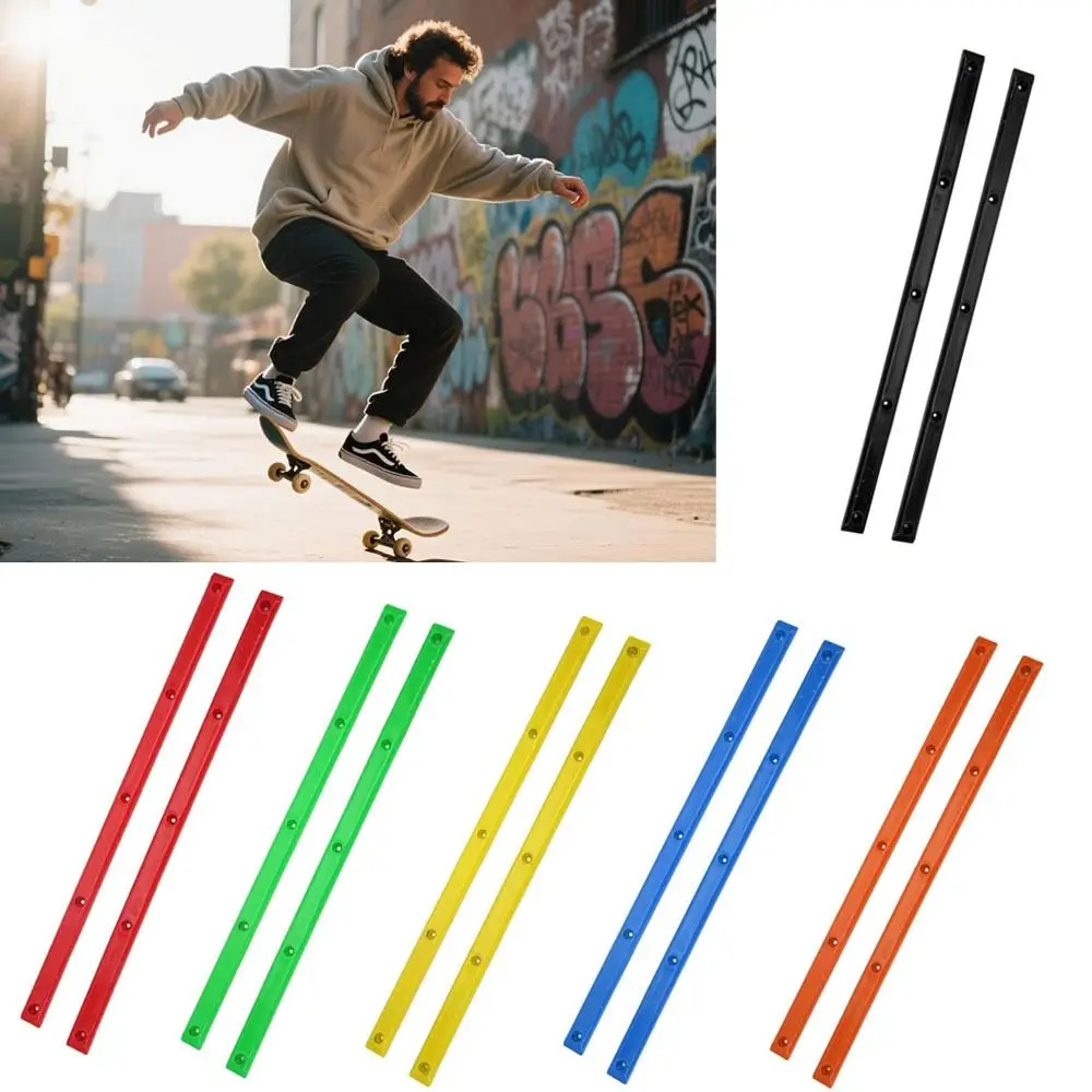 2Pcs Durable ABS Rib Bones Rails Colorful 36.5x1.7cm Skateboard Rail Guards Board Rails Skateboards Decks