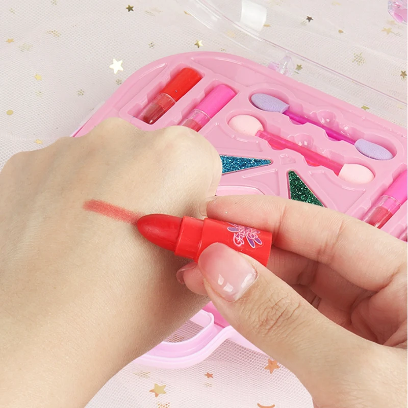 Children Girls Makeup Toys Set Bow Bag Eyeshadow Palette Lipstick Girls Birthday Party Dress Up Makeup Toys Gifts
