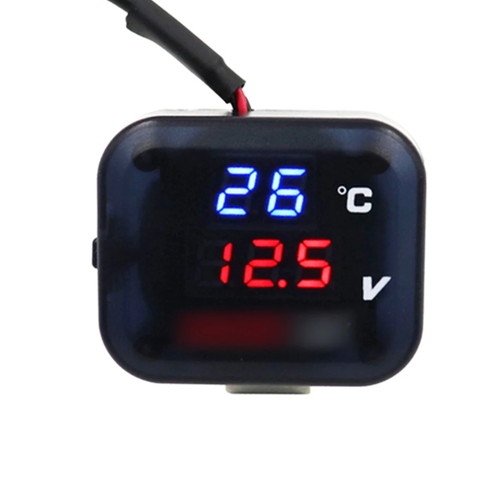 Motorcycle Digital Thermometer Voltmeter Temperature Voltage Display Gear Indicator With USB