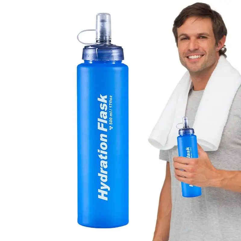 

Travel Water Bottle Collapsible Soft TPU Water Bottle With Food Grade Silicone Nozzle Portable Water Bottle With Water Inlet