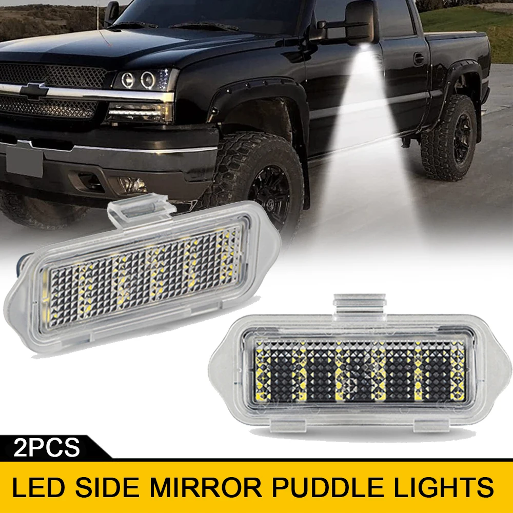 

For GMC Sierra Yukon Chevy Tahoe Suburban Silverado Avalanche Escalade LED Under Side Mirror Puddle Lights White OEM GM1320373