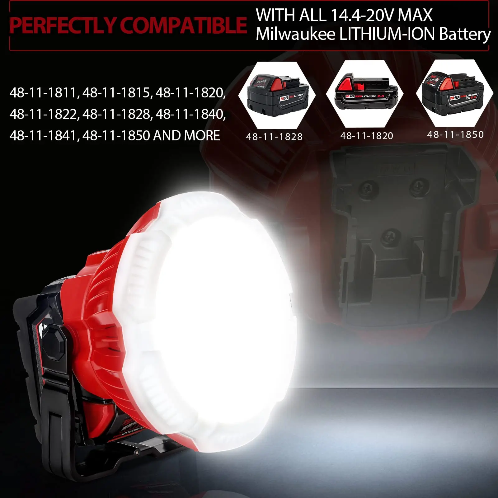 2400LM LED Camping Lantern for Milwaukee m18 Battery 24W LED Work Light for Car