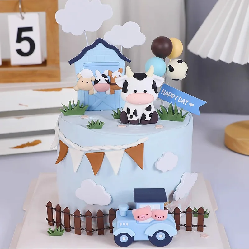 Decorazioni Per Torte A Tema Fattoria Fattoria Di Animali Trattore Per Mucche Cake Topper Sheep Horse Shed Per Bambini Anni Compleanno Baby Shower Par