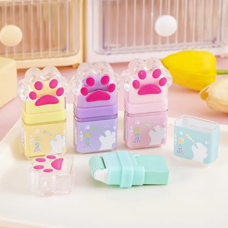 

1pcs Cute Cat Claw Roller Eraser Student Stationery Gift Kawaii Eraser Aesthetic Stationery School Supplies Office Supplies