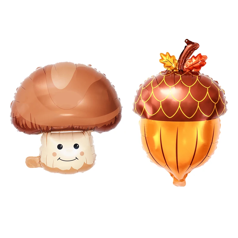 Cartoon Shape Mushroom Pine Cone Aluminum Foil Balloon Summer Farm Fruit And Vegetable Theme Baby Birthday Party Decoration