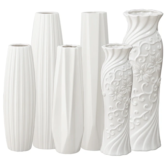 Jarrón de cerámica blanca para Decoración de mesa, florero Vintage, botella  de flores secas, Donut, sala