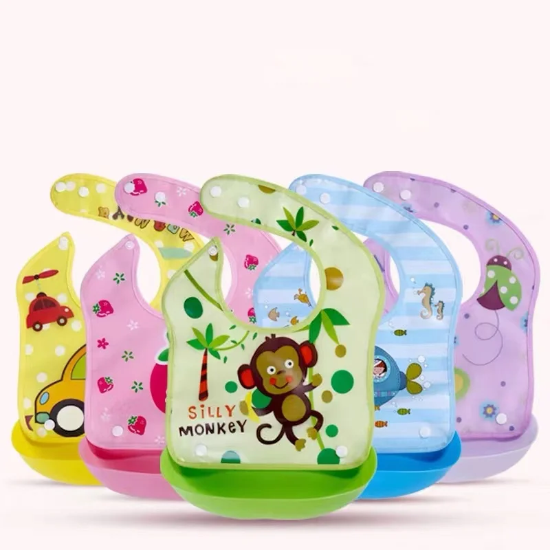 Baby Waterproof Bibs Silicone Feeding Baby Saliva Towel Newborn Cartoon Aprons Baby Bibs Adjustable Feeding Apron Saliva Bandana 2