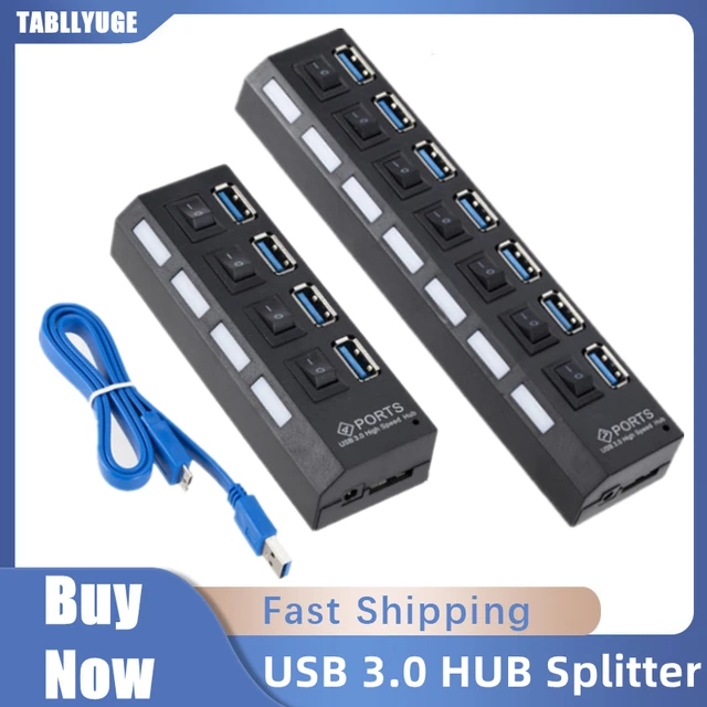 USB 3.0 HUB 3 0 HUB Multi USB Splitter 4/7 Port Expander Multiple USB 2.0  Hab Power Adapter USB3.0 Hub with Switch For PC Home - AliExpress