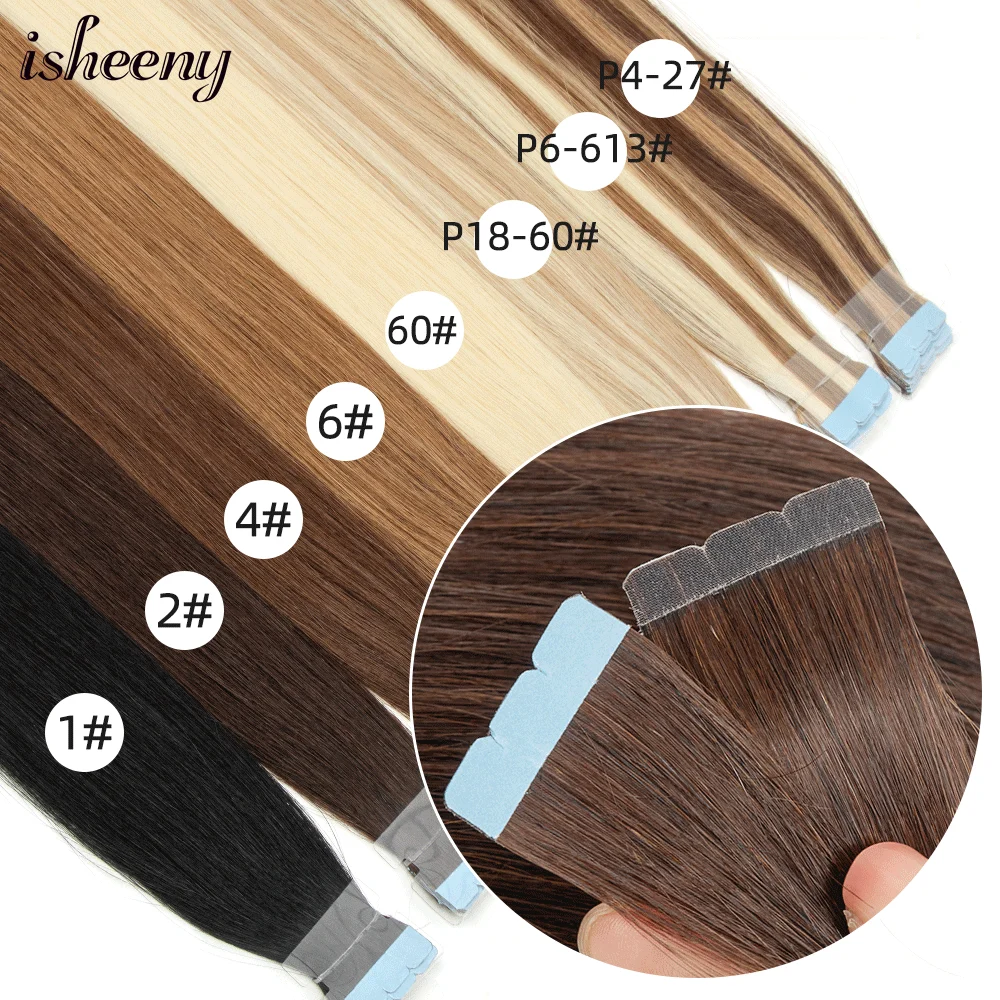 Blonde Mini Tape in Human Hair Extensions 12-24 inches Seamless Adhesive Tape Hair on Glue 10pcs/pack Natural Straight