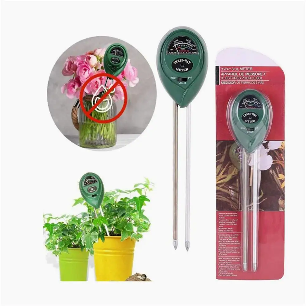 3In1 Soil Moister Tester Water Humidity/pH/light Level Light Test Meter Kit Gardening Tools For Garden Indoor Outdoor Wholesale