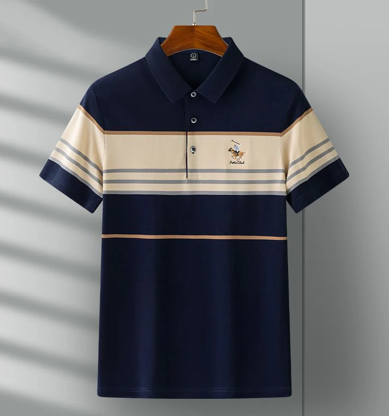 Luxury Embroidery Men's Polo Shirt Summer Thin Breathable 95%Cotton Hip-Hop Harajuku Black Lapel Short-Sleeved Tops Male M-4XL 14 S02d5b14eddce4f6eb4e88db7f20a2db8f