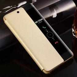 Smart View Defender Auto Sleep/Wake Flip Cover - Shockproof Shell for Huawei Mate 20 lite (Gold)