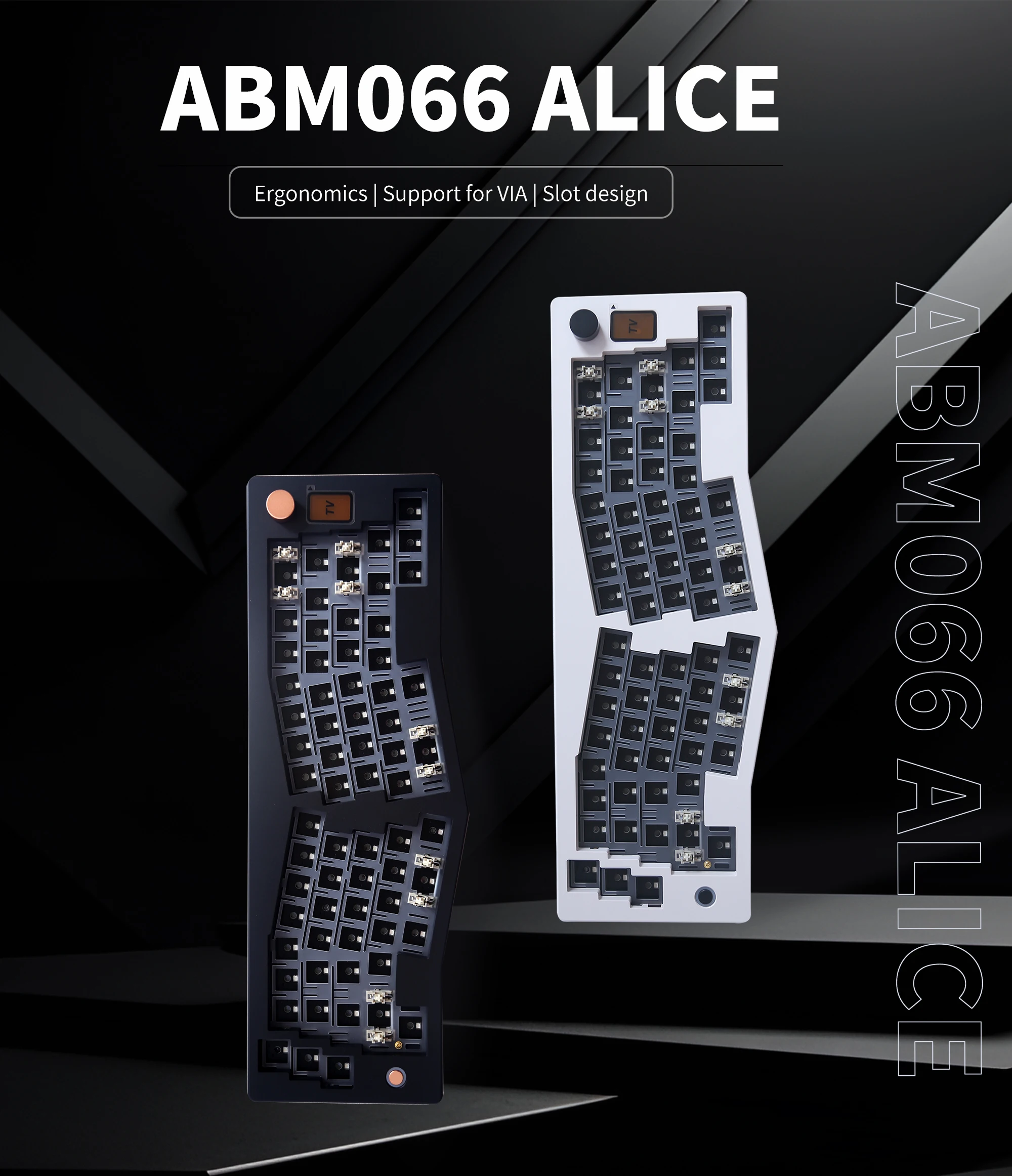 ZUOYA ABM066 베어본 키트, 앨리스 레이아웃, VIA 프로그래밍 가능, 핫 스왑 가능, 블루투스, 2.4Ghz, C타입 연결, Win/Mac용