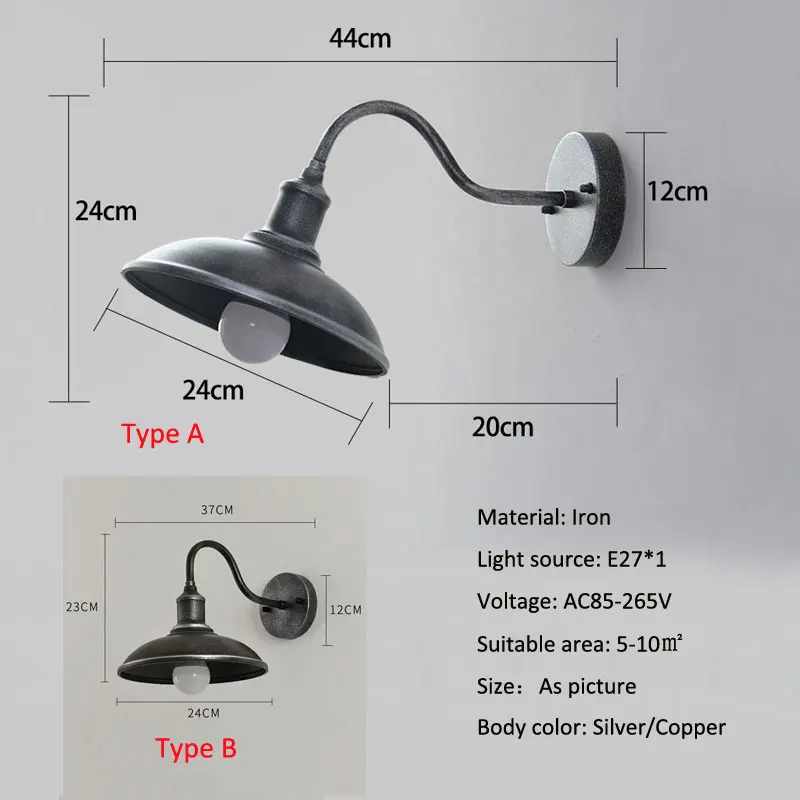 American Vintage Wall Mounted Lamp Indoor Outdoor Waterproof Decor LED Wall Light