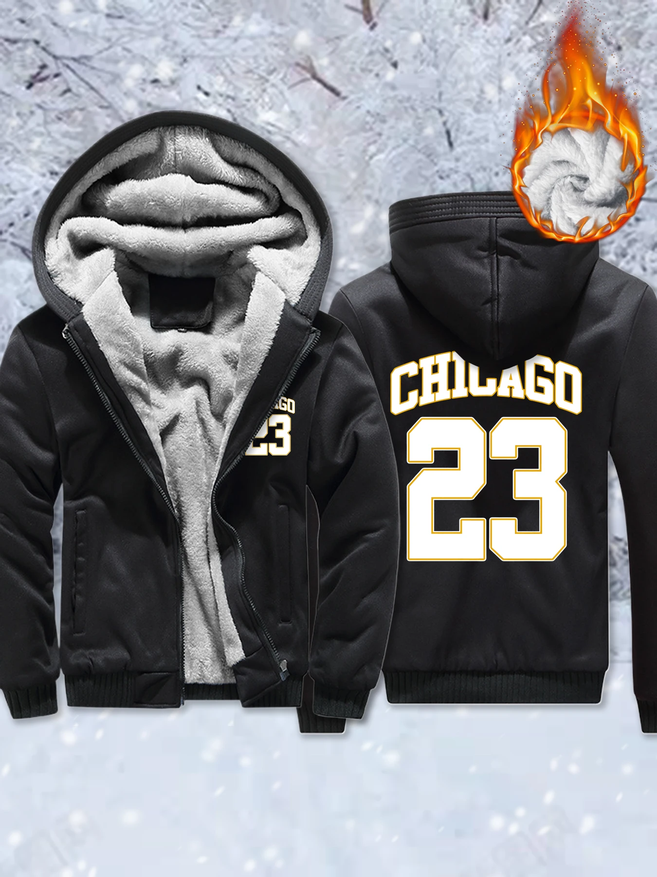 מעילים מודפסים מספר 23 של שיקגו לנשים, פליז חורף, בגדי רחוב במידות גדולות, ג'קטים בצבע צבאי עם רוכסן גדול