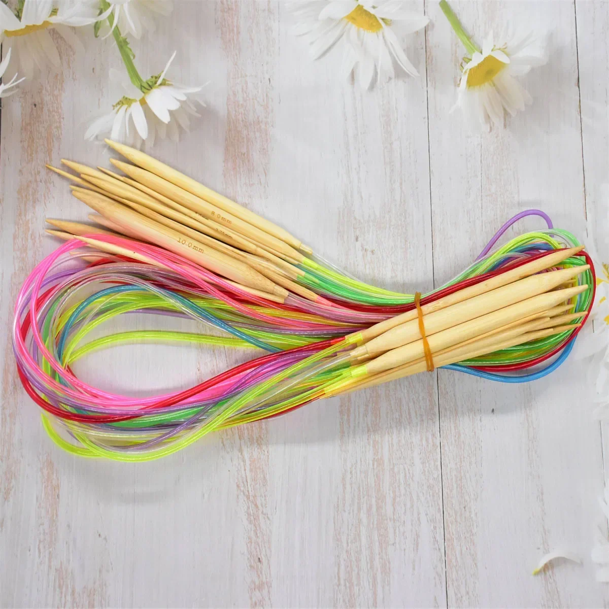 Deluxe Bamboo Circular Knitting and Crochet Needle Set - 18 Piece Craft Collection