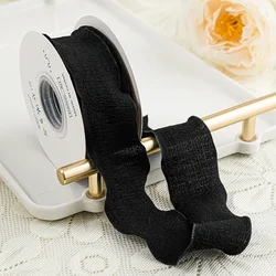 Wavy Edge Wrinkle Ribbon - 10 Yards of 25mm Voile for DIY Crafts, Gift Wrapping, and Sewing (Black)