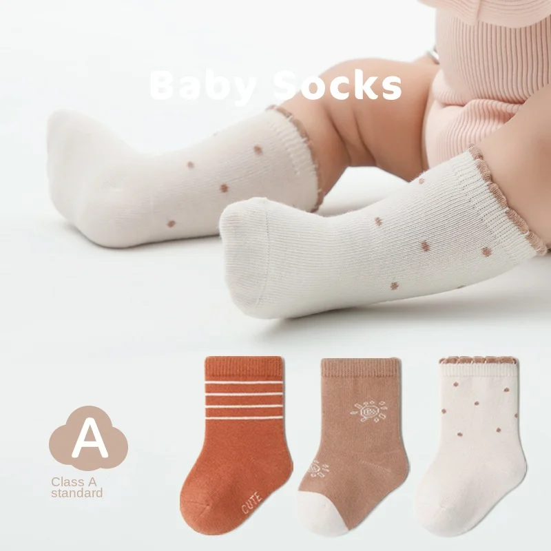 

3 pairs 2022 autumn winter new baby socks girl boy sport cotton socks cute socks for 0-5y kids boys new born baby items