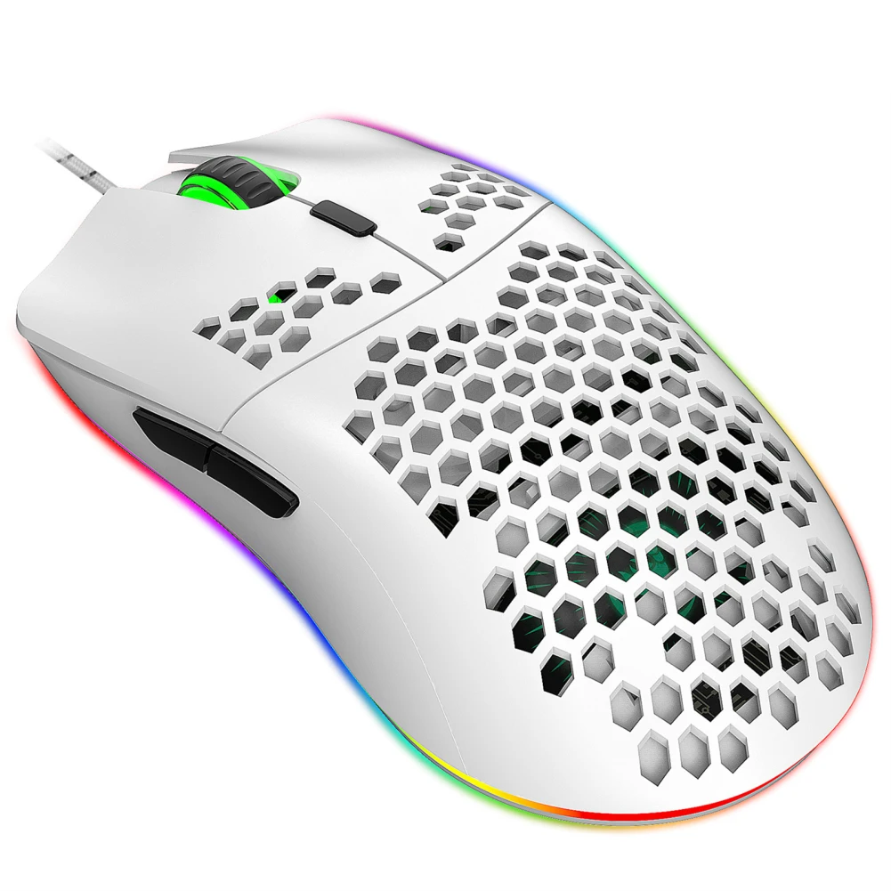 

Honeycomb Wired Mouse Ergonomic Design 6 RGB Backlit Modes Computer Mice 6400 DPI For Laptop PC Computer