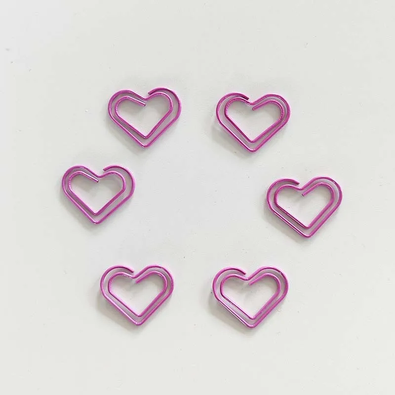 20Pcs 하트 모양의 종이 클립 금속 바인더 클립 문서 메모 정렬 스크랩북을위한 장식 사무실 문구류