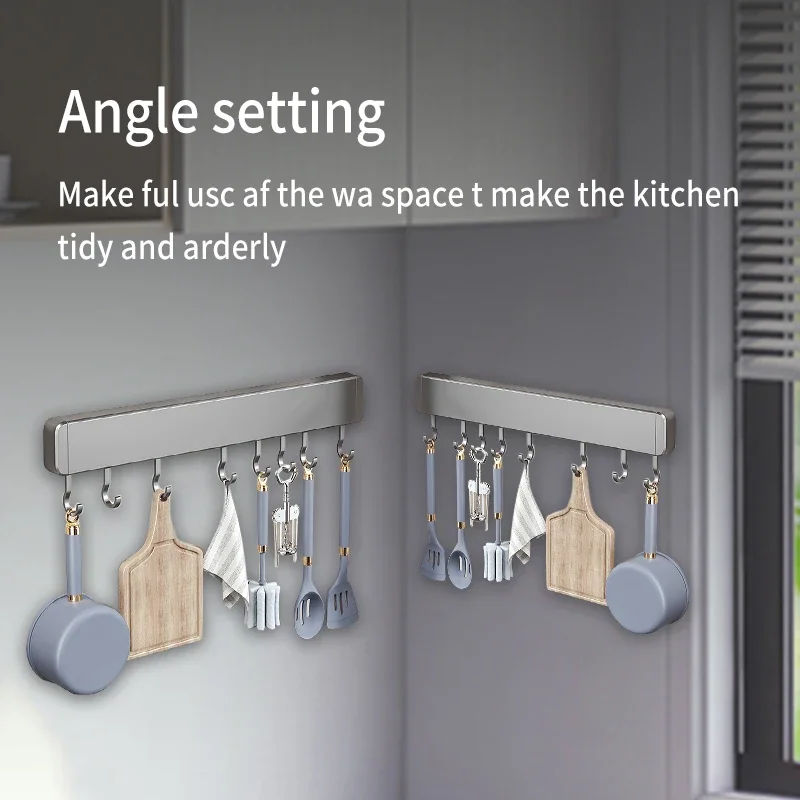 Kitchen Utensil Organizer Hooks Rack Storage shelves Wall Mounted Spoon Holder Accessories