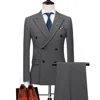 Men's Double Breasted Suits 2024 Terno Masculino Men's Peak Lapel 2 Slits Formal Suits Slim Fit Business Set (Jacket +Pants ) 5