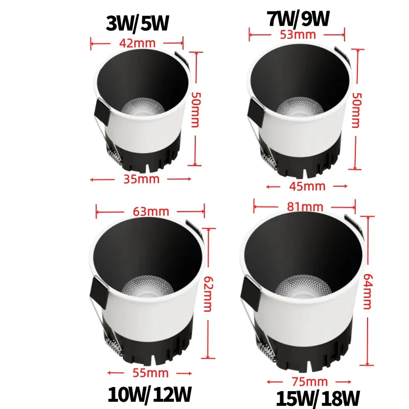 Mini Anti-glare LED COB Spotlight Dimmable LED Downlight 18W 110V 220V S02d677bc51dd4a38a1c50aa2919ee5c21