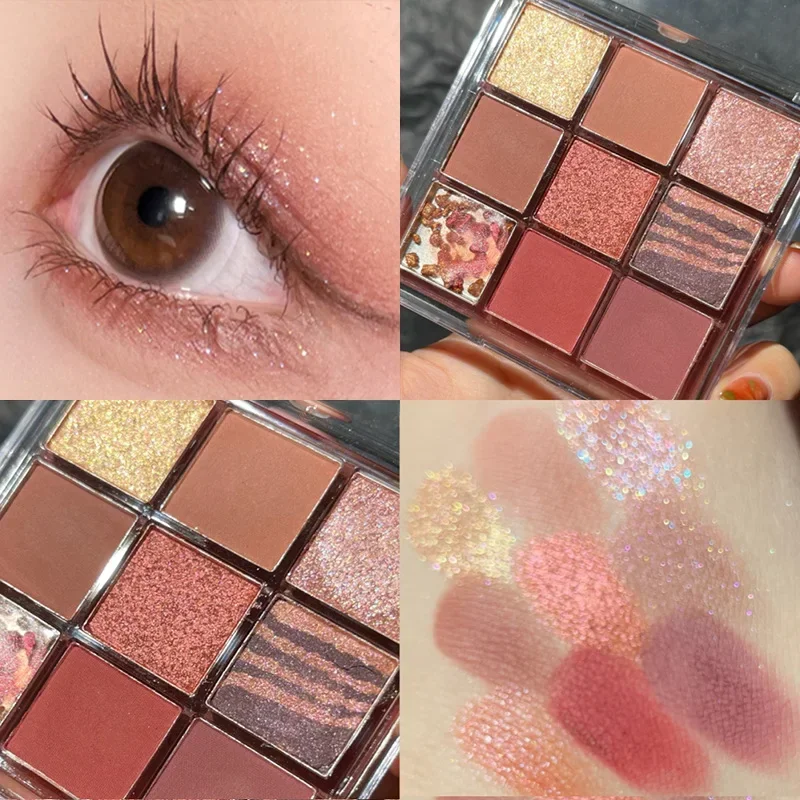 9 Color Eye Shadow Palette Glitter Pearly Acrylic Transparent Eyeshadow Palette Korean Charming Eyes Make Up Maquiagem