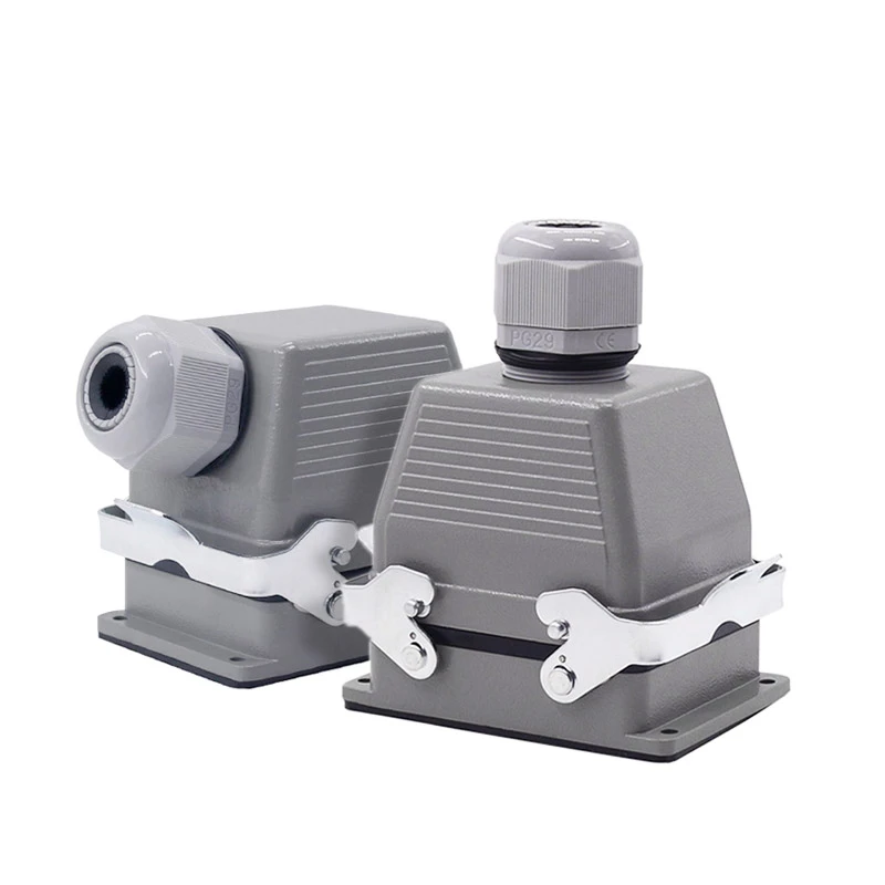 Hdc He 032 1 2 Heavy Duty Connectors Screw Connection F M 32pin 16a Industrial Rectangular Aviation Connector Plug Connectors Aliexpress