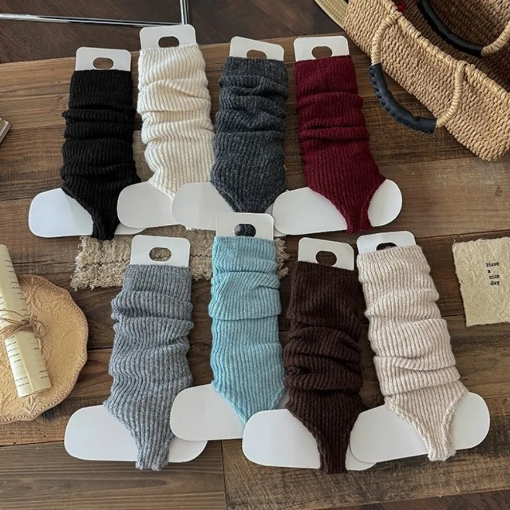 New Solid Color Leg Warmers Knitted Bow Thickened Middle Tube Socks Harajuku Boot Covers Women Dance Ballet Stocks