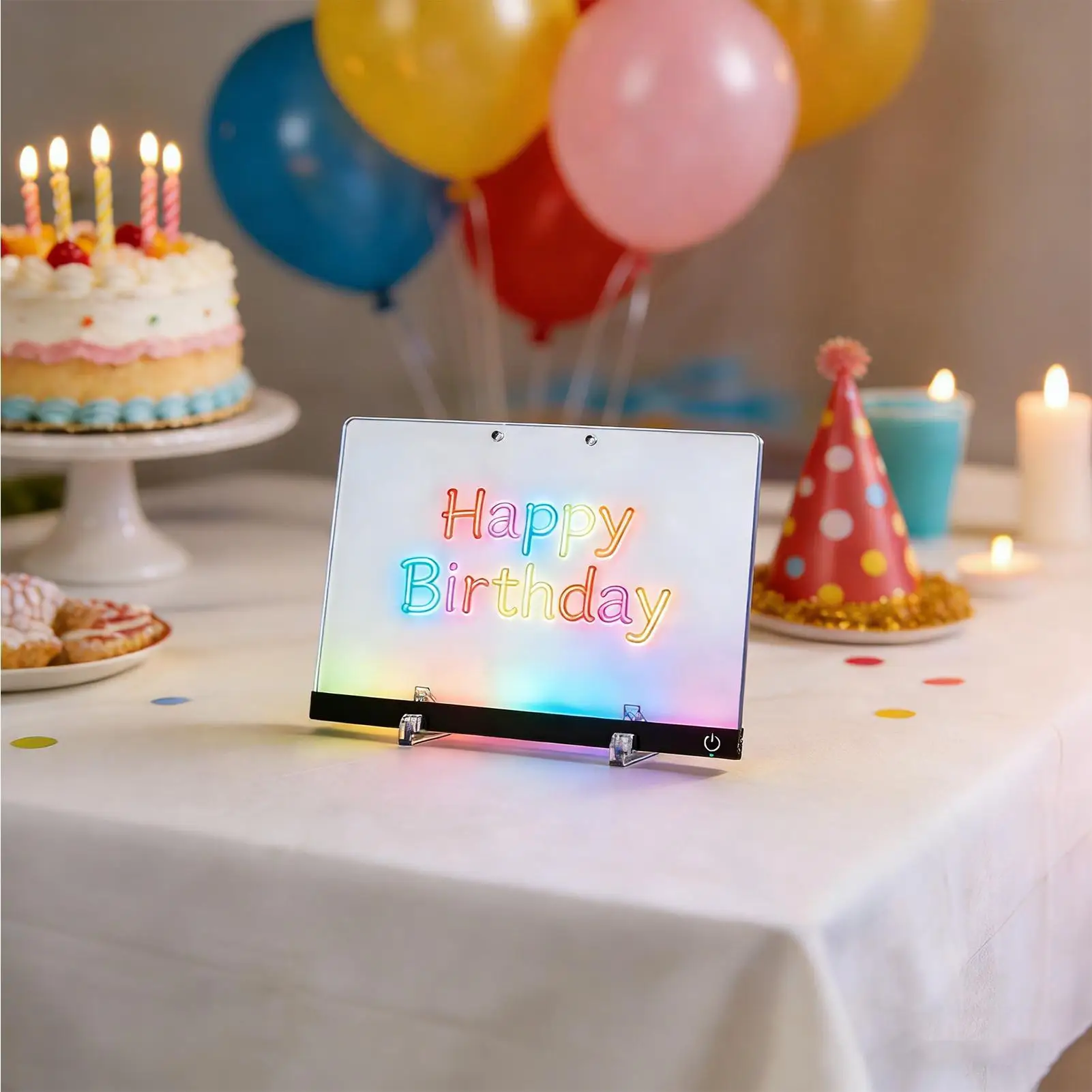 펜이 포함된 LED 드로잉 보드 7색 라이트 두들 태블릿 어린이용 LED 필기 패드 생일 파티 가정 학교 교실용