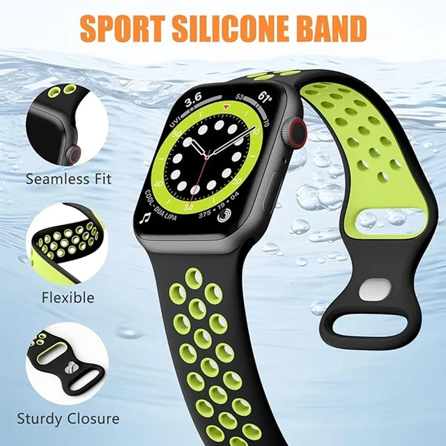 2025 New Silicone Strap For Apple Watch 10 9 8 7 46mm 45mm 42mm 41mm Ultra 2 49mm Breathable Bracelet iWatch 6 5 4 SE 44mm 40mm 2