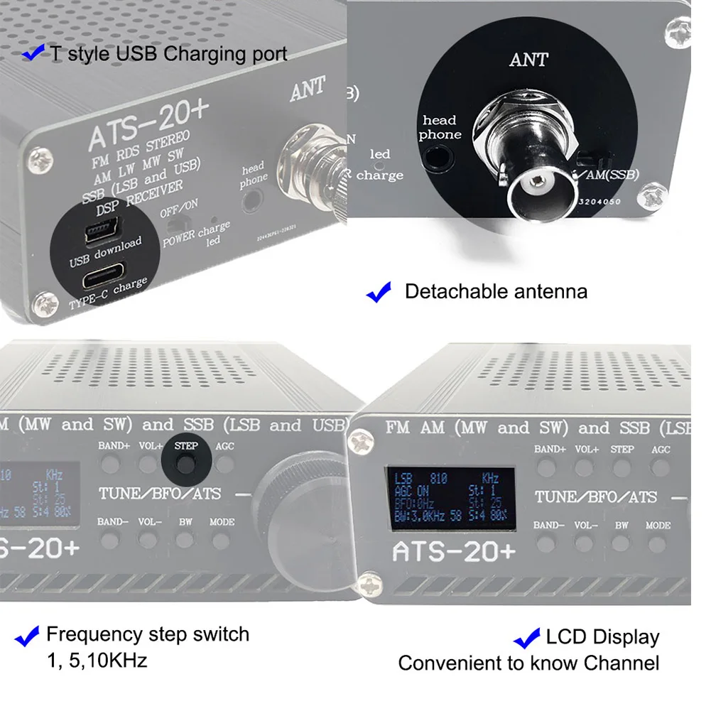 ANYSECU ATS-20 + récepteur radio toutes bandes FM AM (MW & SW) SSB