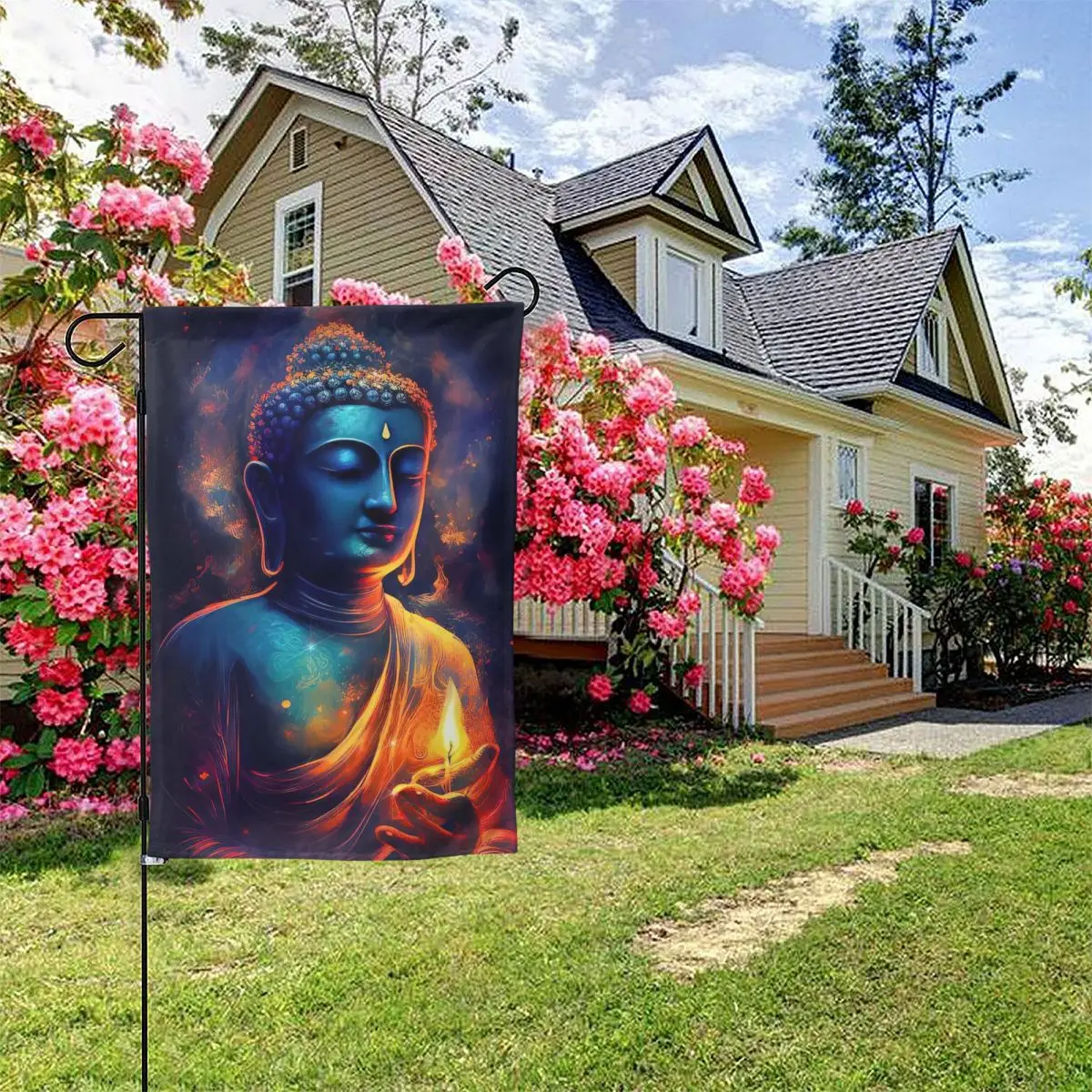

Buddha Art Drawing Garden Flag,Double-Sided Flag,Outdoor Decoration Flag,Courtyard Flag