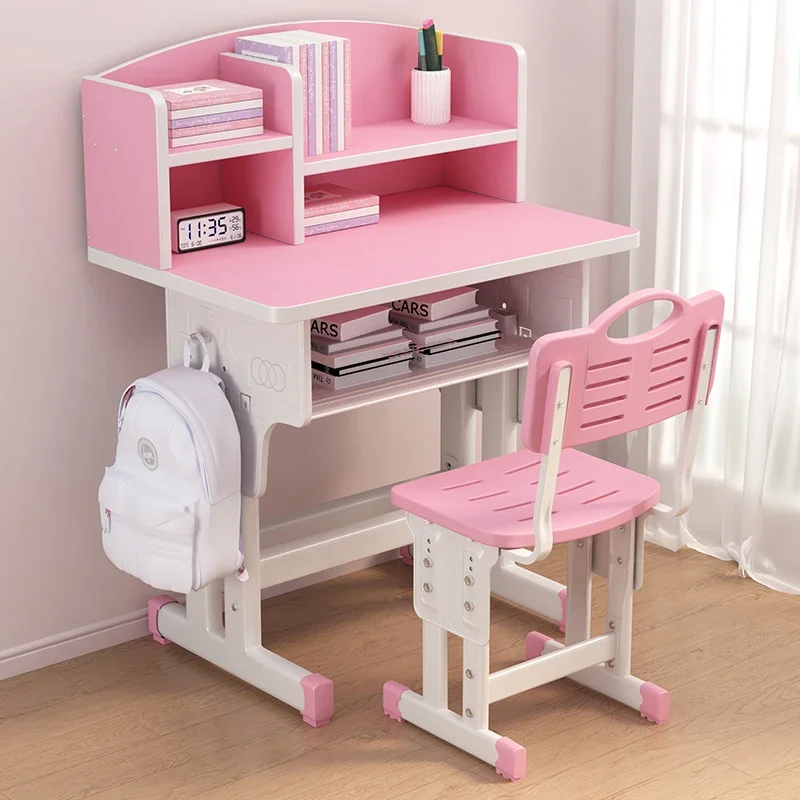 Kids Desk and Chair Height Adjustable W70xD50cm, School Student Study Desk with Drawers Children Writing Table Kids Furniture