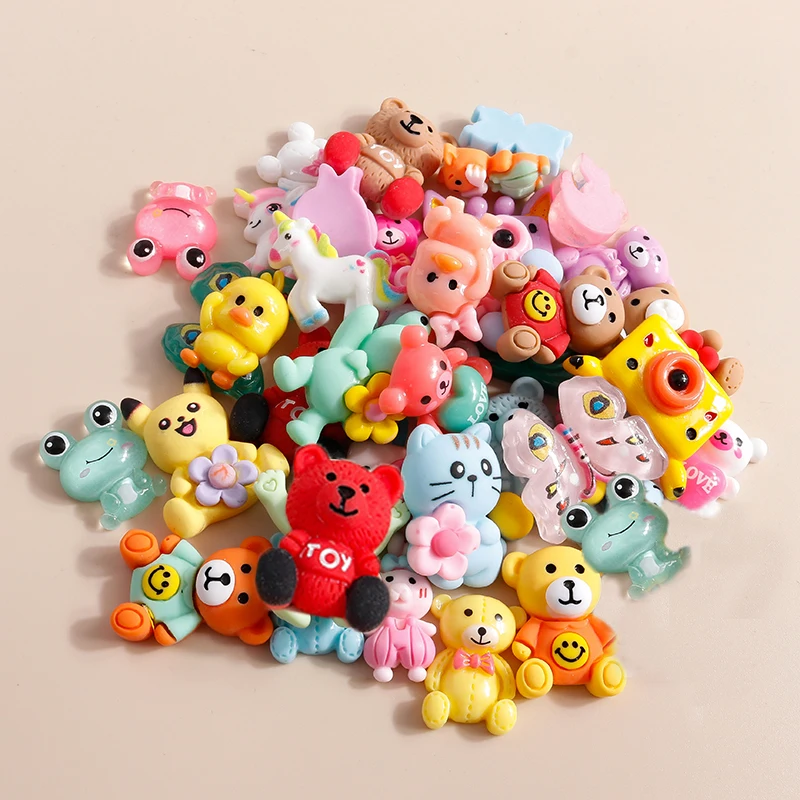 단색 귀여운 곰 새 유니콘 매력 송진 플랫백 카보숑 액세서리 장식, 네일 아트용..