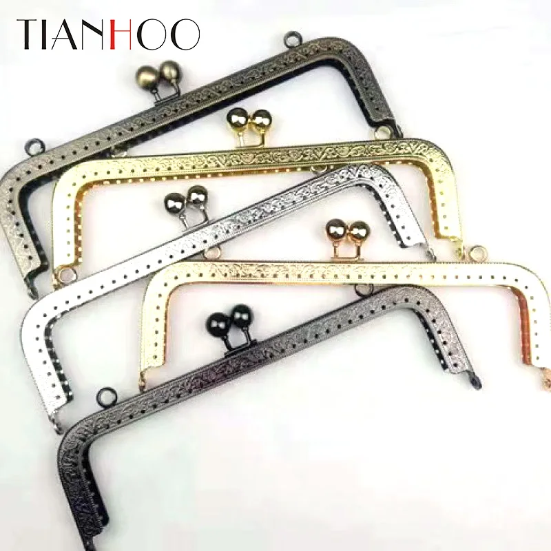

20cm Square Metal Purse Frame Handle for Clutch Bag Accessories Making Kiss Clasp Lock Antique Bronze Tone Hardware