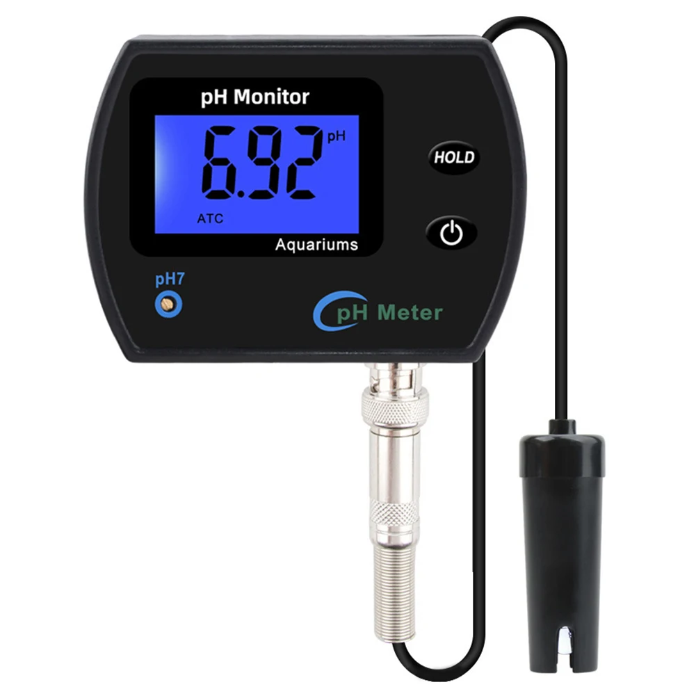 

PH990 Water Quality Monitor for Aquariums Labs Easy Calibration Replaceable Probe Clear LCD Display