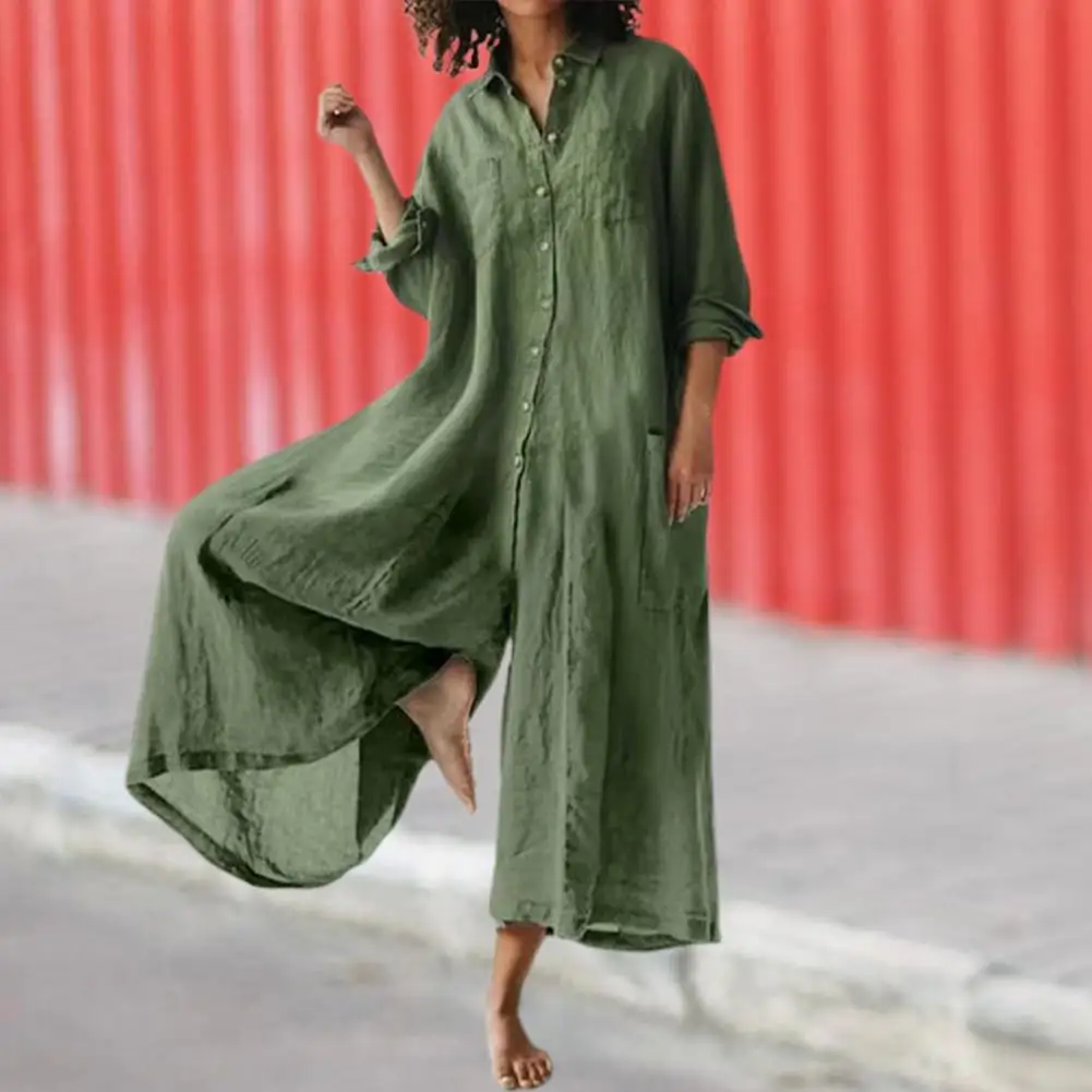 

Women Retro Button Beach Romper Simple Solid Cross-pants Lady Playsuit Women Casual Loose Hooded Jumpsuit Summer Streetwear