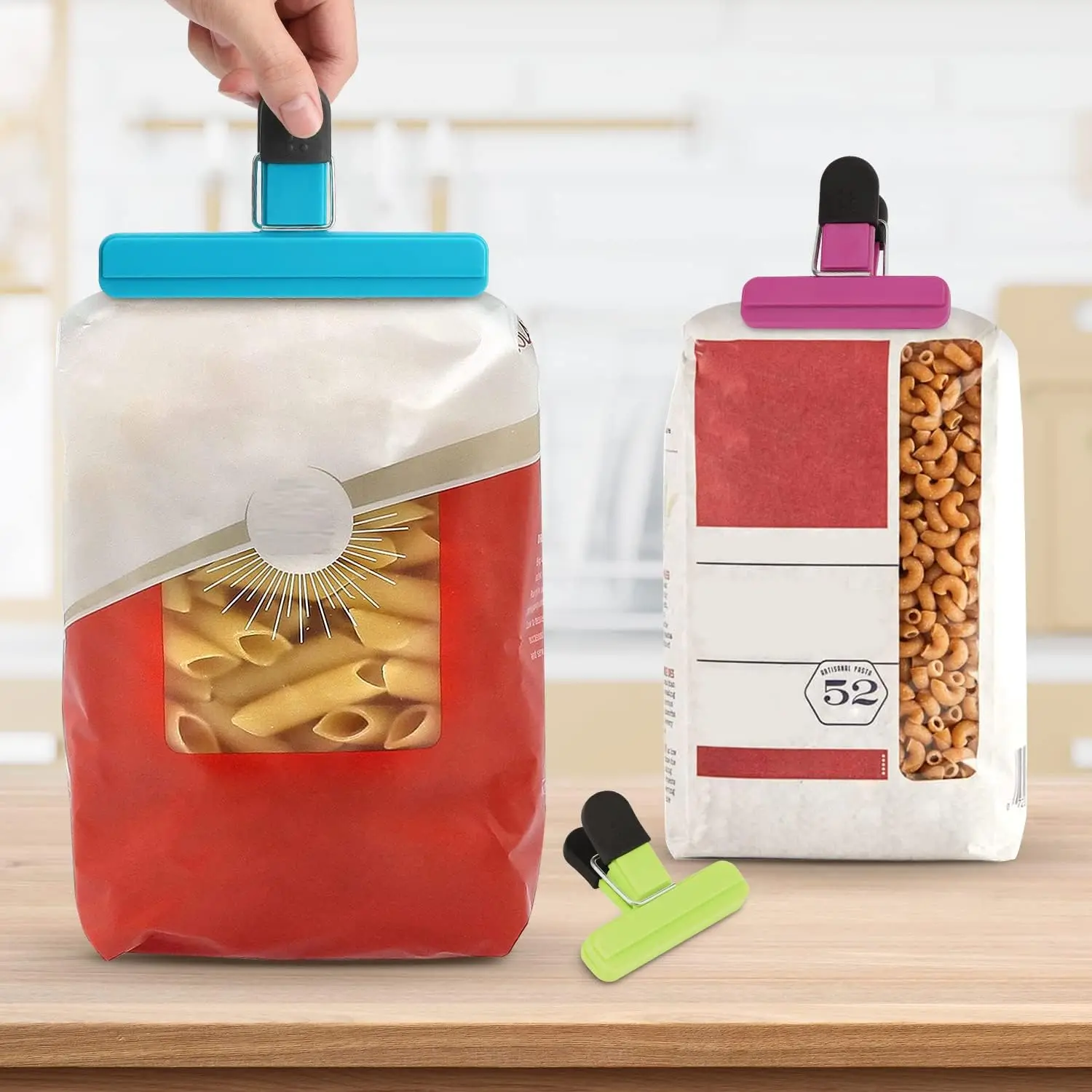 8 Pack Food Clips, Upgrade Wide Open Bag Clips for Food Storage with Air Tight Seal Grip (4 x L, 4 x S)
